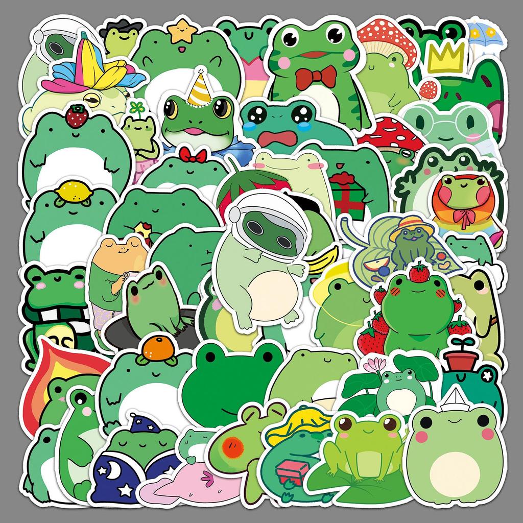 50 Cartoon Frog Waterproof Stickers: Perfect for Scooters, Laptops, Cars, and Motorcycles