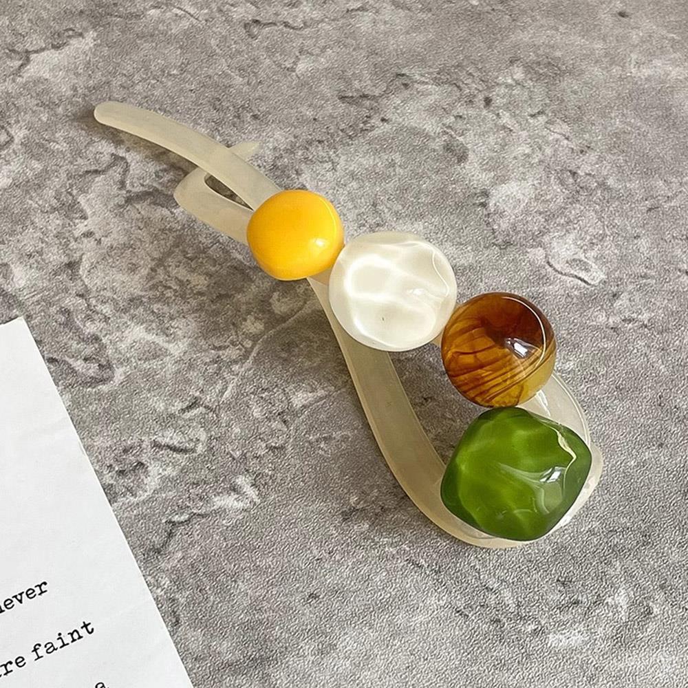 

Новая заколка для волос Твист Акриловые заколки с бусинами для девочек Красочная заколка для волос в форме шара Женские аксессуары для волос Большая заколка-акула