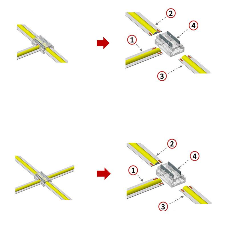 Smd/Cob Welding-Free Transparent Led Connectors 5Mm 8Mm 10Mm 2Pin For Ws2811 Ws2812B Ws2815 5050 Rgbw Rgbcct Led Light Strip