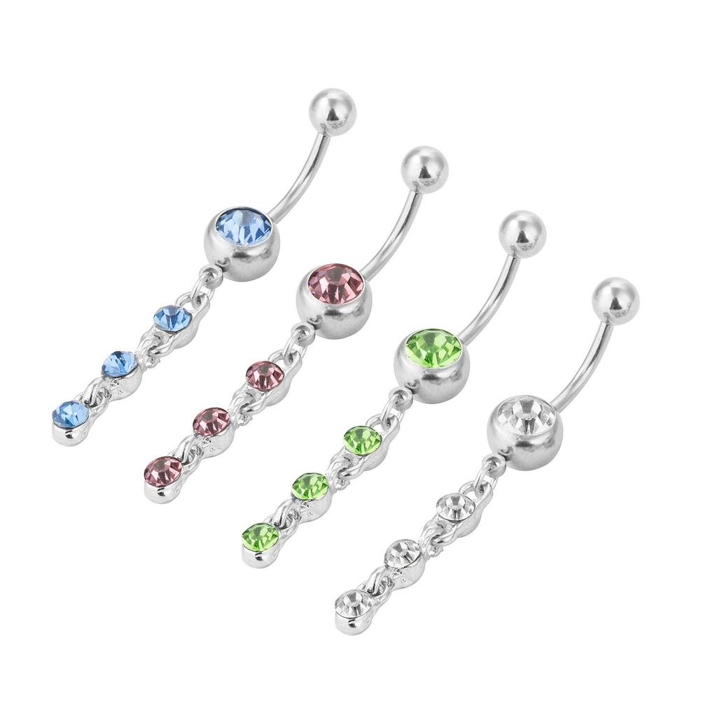 Stainless Steel Zircon Belly Button Ring with Diamond