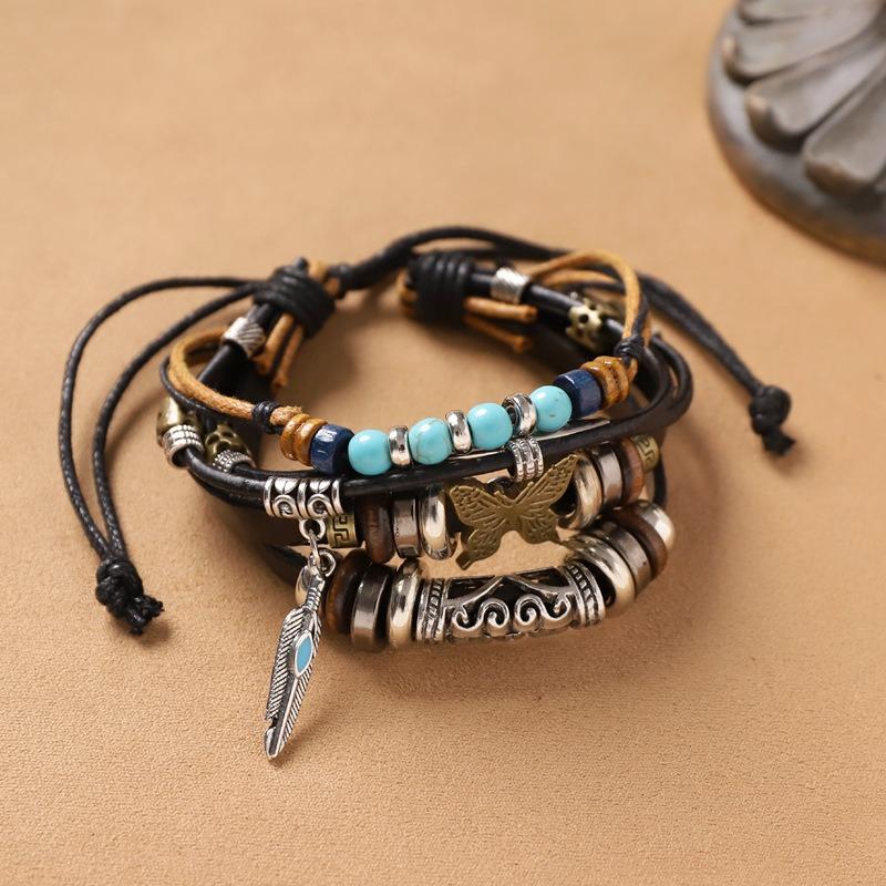 Handmade Bohemian Exotic Bracelet Retro Men's and Women's Woven Multi-layer Stacked Bracelet Niche Hand Rope
