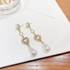 1 pár Retro Faux Pearl Cubic Zirconia Visací Náušnice Elegantní Dámské Waterdrop Střapec Dlouhé Náušnice Statement Náušnice Šperky Dárek
