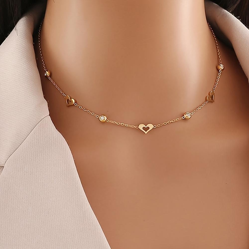 

1pc VJS Women s Stainless Steel Heart Necklace - Minimalist Elegant Heart Pendant Suitable for Daily Wear, Valentine s Gift, Mother s Day Present золотистый