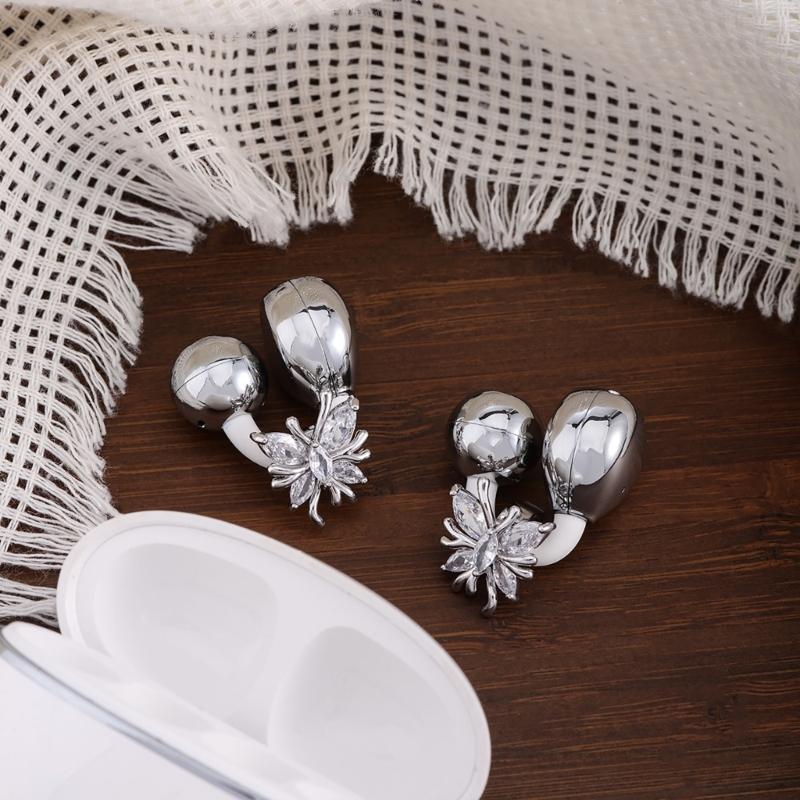 Butterfly Shaped Rhinestones Earphone Decorations Sweat Resistant Coppers Alloy Universal for Sports Enthusiasts and Fas