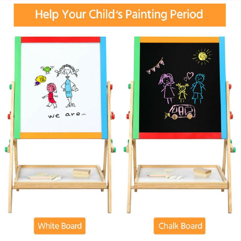 Wooden Kid Art Easel Double Sided Blackboard Magnetic Surface Multi Functional