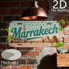 Vintage Moroccan MARRAKECH Moroccan Square Camel Scenery License Plate D Flat Aluminum Tin Sign Wall Art Decor for North Afri