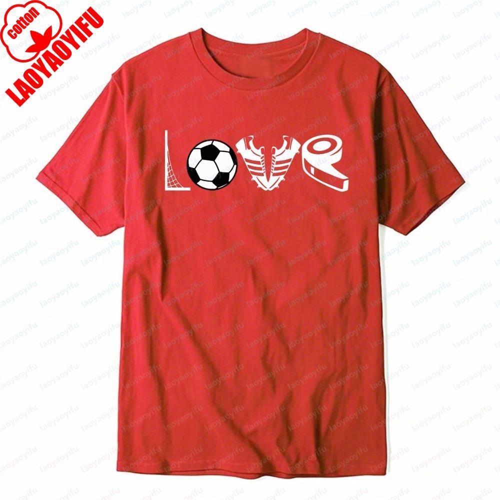 Love Soccer TShirt Creative Sport Elements Casual Cotton Tee Soccer Part Supplies Vintage Classic Breathable Mens Clothing