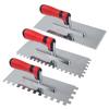 LEONTOOL Stainless Steel Plastering Trowel Set with and 12mm Durable Teeth with for and Interior and Tile Exterior and Interior Paving Set, 3-Piece