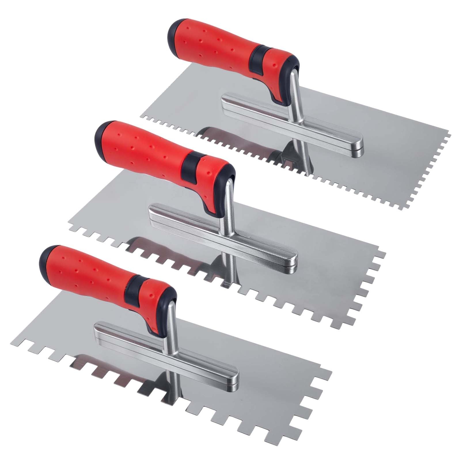 

LEONTOOL Stainless Steel Plastering Trowel Set with and 12mm Durable Teeth with for and Interior and Tile Exterior and Interior Paving Set, 3-Piece