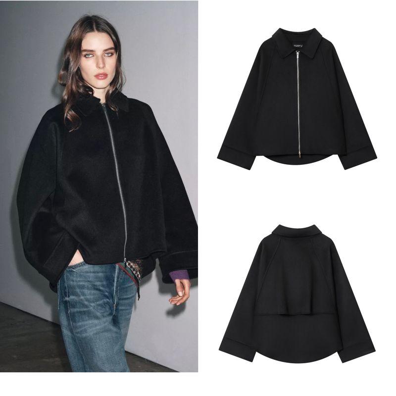 Za Autumn/Winter New Arrivals Women's Clothing Zr European and American Style Fashionable Versatile Heavy Zipper Blended Jacket 8491245