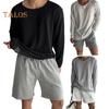 Spring Autumn Men Top Round Neck Long Sleeves Thin Hollow Out Solid Color Loose Mid Length Pullover Hip Hop Streetwear Sweatshirt