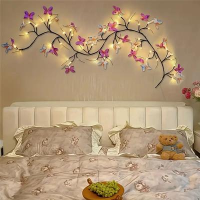 36Led Willow Vine String Light 1.6M 8 Modes USB Butterfly Festival Room Decoration Indoor and Outdoor Wall Lights