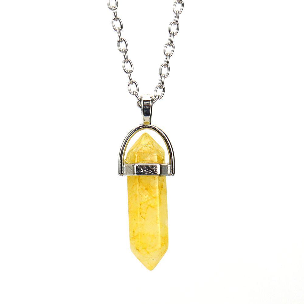 

Multi-Color Optional Agate Synthetic Crystal Jewelry Hexagonal Column Soul Ferry Bullet Pendant Sweater Necklace N572 жёлтый