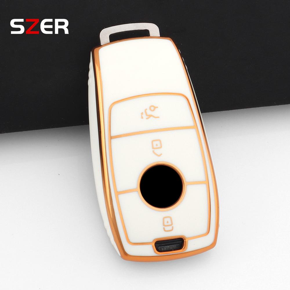 For Mercedes Benz E S G Class Glc Cle Cla Glb Gls W177 W205 W213 W222 X167 Amg E200 E260 Golden Tpu Car Key Case Cover Shell Fob
