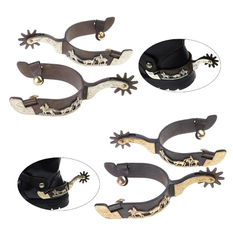 Mild Steel Horse Spur Western Cowboy Spur Mens Roping Spur with Gear Boot Decoration Horse Riding Accessories Enduring