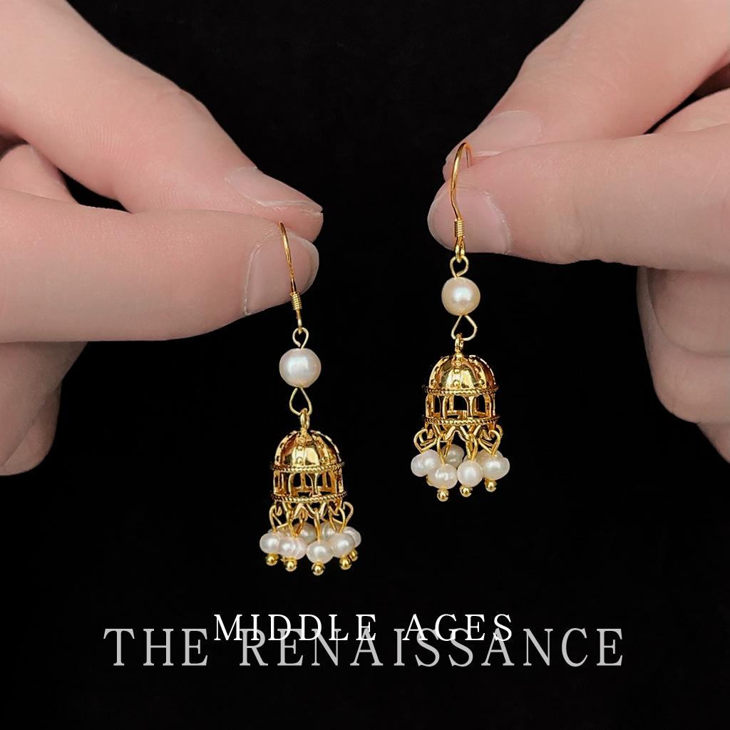 Ретро этнический стиль серьги замок Лоулань пресноводный жемчуг бахрома серьги-гвоздики литературные серьги