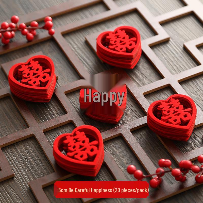 Small Double Happiness Hand-Tossed Fruit Plate for Wedding Decoration - Mini Chinese Style Round Bedding Arrangement