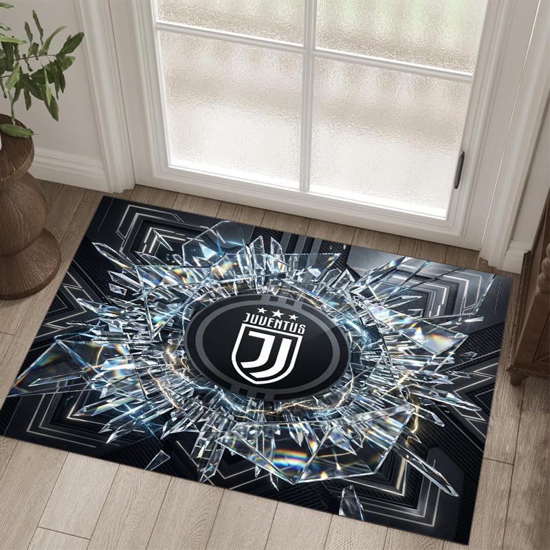 Juventus FC Design Crystal Velvet Carpet Cozy Non?Slip Printed Rug For Bedroom Living Room Entrance