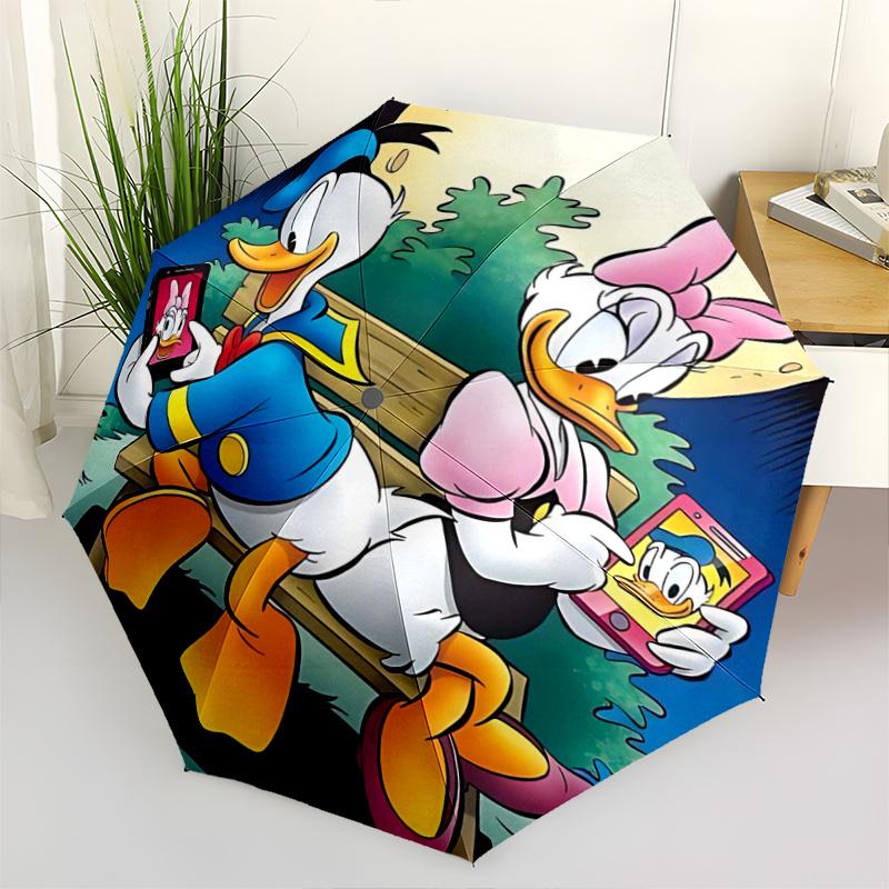 

1pc Donald Duck & Daisy Duck Phone Case Cover with Auto Open Close Umbrella Design, Portable Tri-Fold Iron Frame Outdoor Umbrella for Fans,
