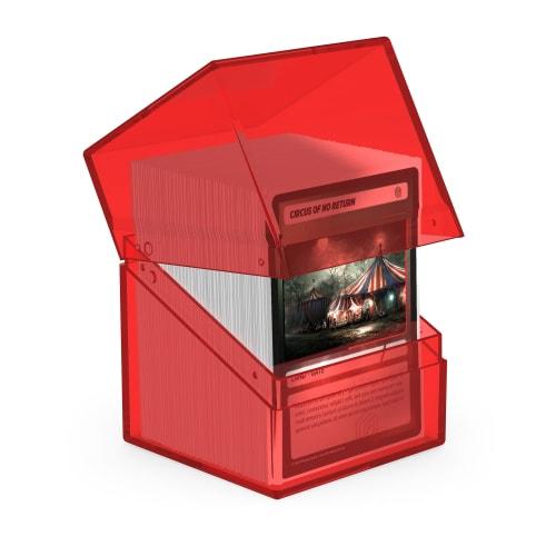 Ultimate Guard Boulder 100+ Clear Deck Case, Ruby, for 100 Double-Sleeved TCG Cards, Secure and Durable Storage for Trading Card Games