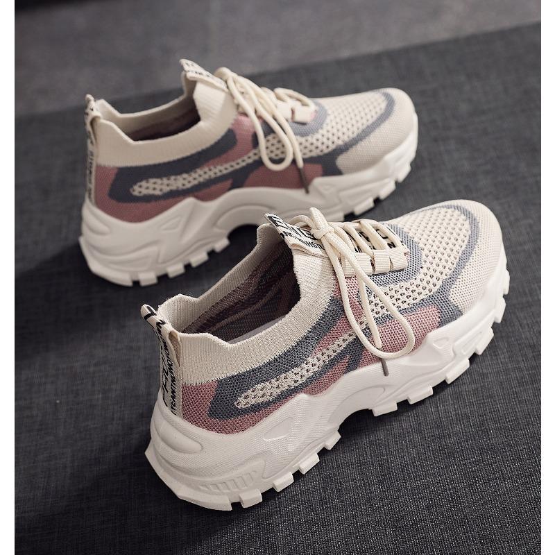 

Flying socks shoes women s spring and autumn new Harajuku running shoes lightweight elastic breathable sports shoes tide 36 розовый