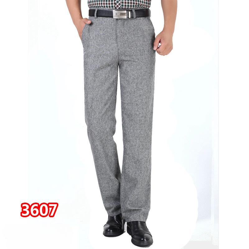New Summer Thin Section Men's Casual Trousers High Waist Loose Men's Trousers Middle-aged Business Casual Straight Men's Trousers
