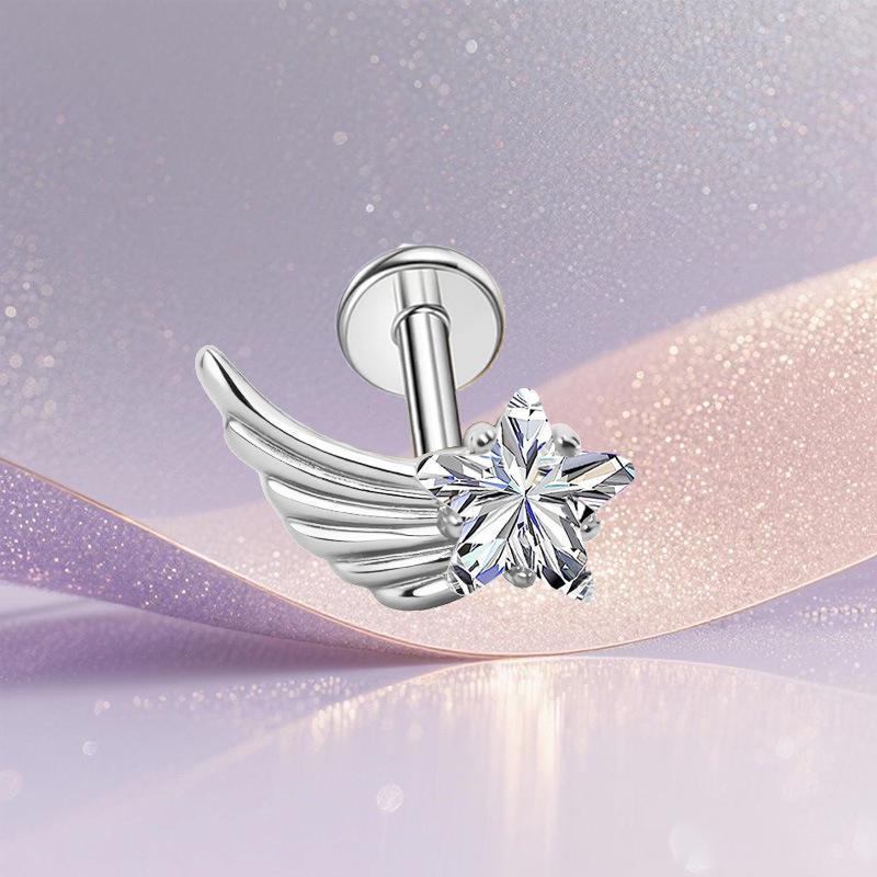 G23 Titanium Star Wing Ear Stud - Designer Style, Fashionable and Simple Piercing Jewelry