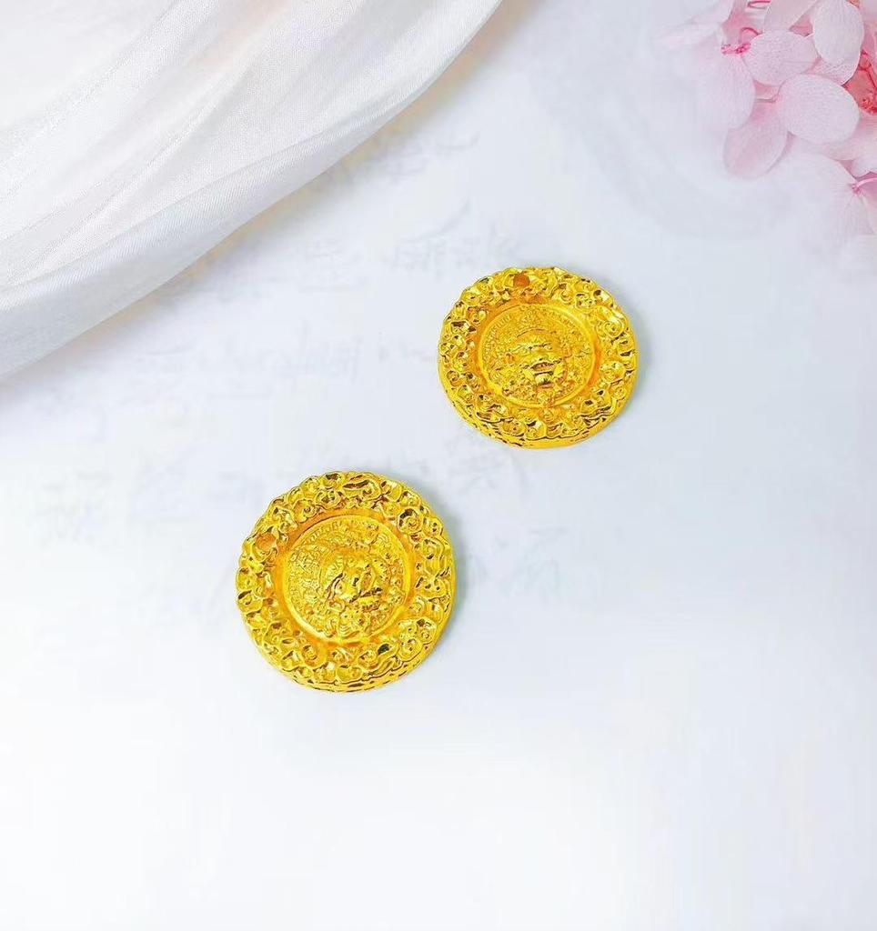 Vietnamese Sand Gold Yellow God of Wealth Pendant: Auspicious Chiseled Amulet Sweater Chain for Men's and Women's Benming Year