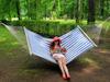Large Garden Tourist Hammock 220x160cm Boho Stripes Cotton Strong Deckchair