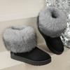 Winter New Round Head Flat with Warm and Comfortable Non-slip Snow Boots Suede Muffin Bottom Short Tube Wool Cotton Boots
