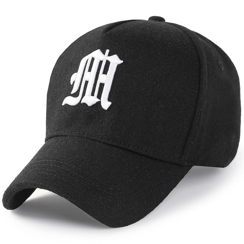 Papa Winter Großer Kopf Baseballkappen Männlich Warmes Filz Sportkappe Mann Übergröße Wollige High Top Snapback Hüte 55-60cm 60-63cm Kopfbedeckung 56-59CM black