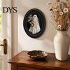 Oval Wood Picture Frame Halloween Gothic Wooden Hanging Plaque, Vintage Black Cat Ghost Wall Sweet Cool Sign Sign, Retro Waterproof Decorative Art for
