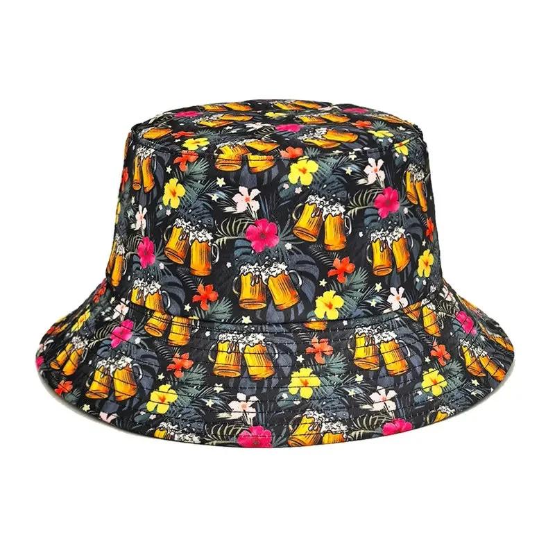 

Spring and Summer Polyester Cartoon Print Bucket Hat Fisherman Hat Outdoor Travel Sun Cap for Men and Women 239