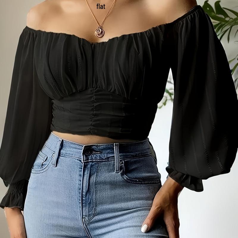 Women's Elegant Off-Shoulder Puff Sleeve Summer Blouse