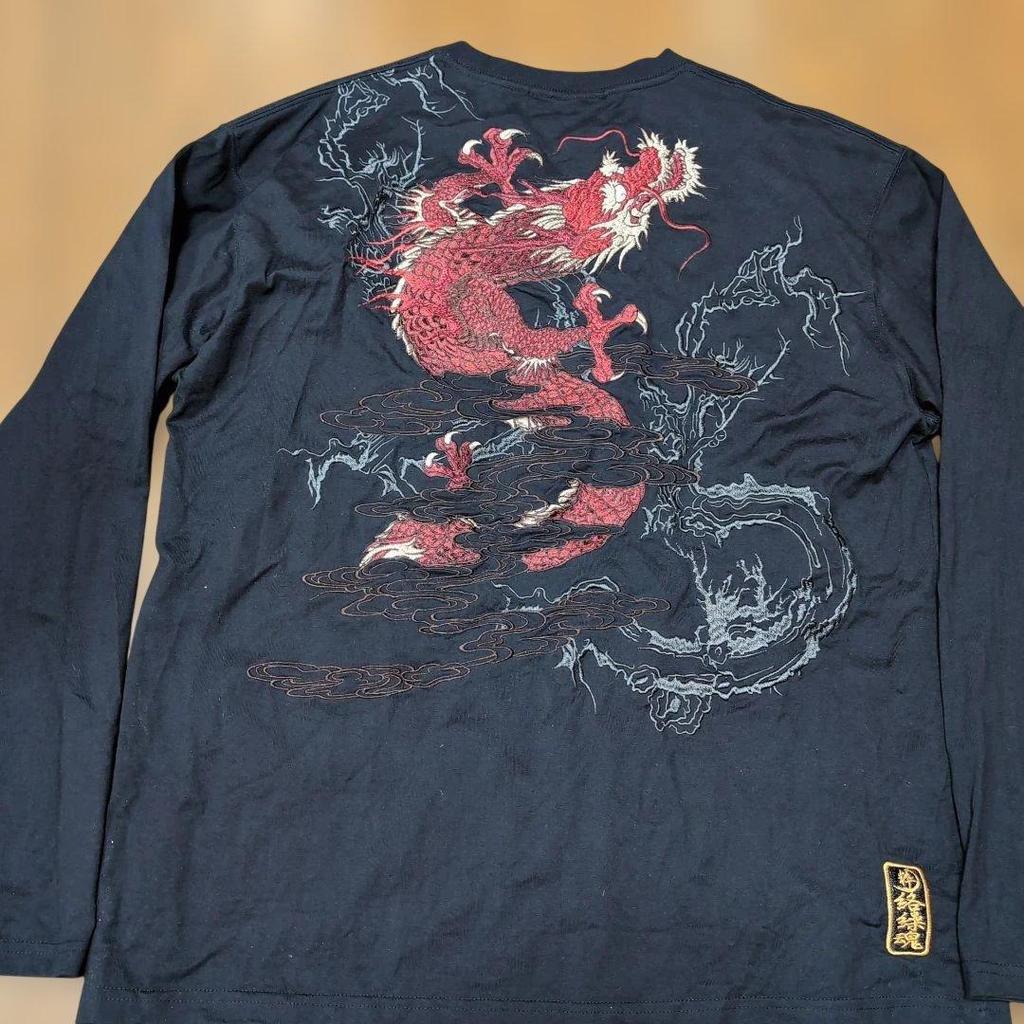 Used Karakuri Tamashii Iki Red Dragon Long Sleeve T-shirt