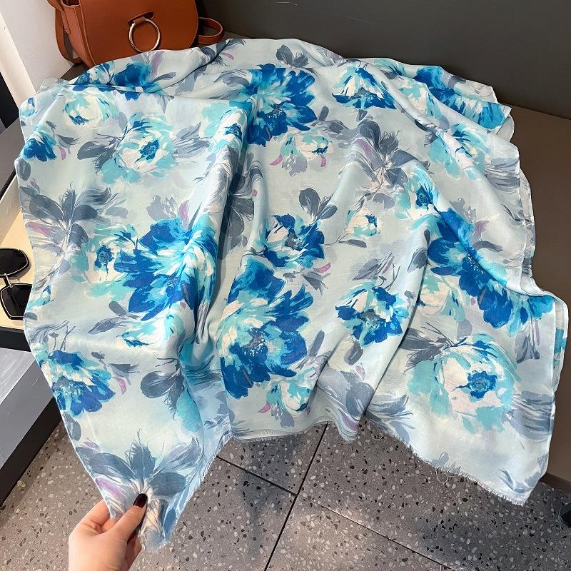 Lurex Glitter Ink Painting Floral Fringe Viscose Shawl Scarf Lady High Quality Wrap Pashmina Stole Bufandas Muslim Hijab Sjaal