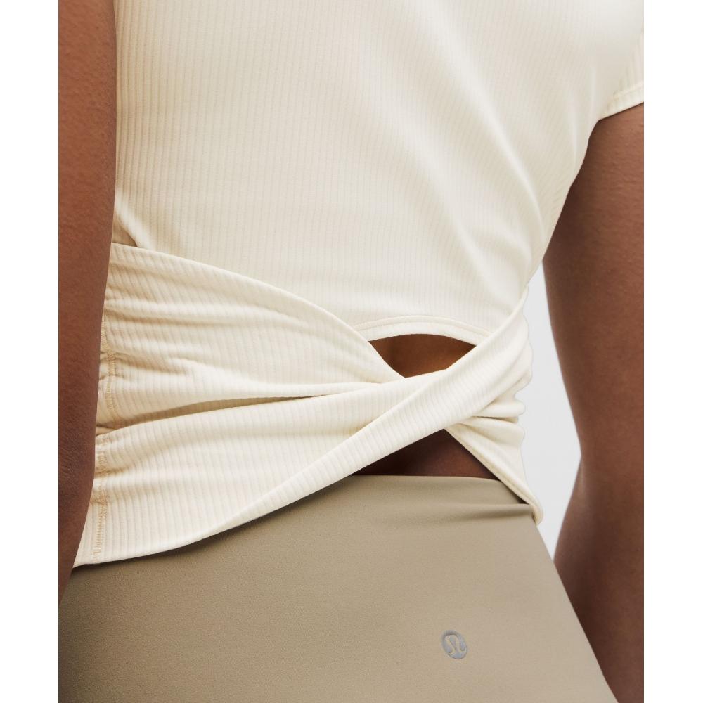 Lululemon All It Takes Back Twist Ribbed Short Sleeve Shirt Light Ivory