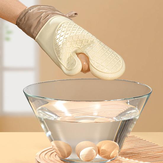 Guanti Da Forno In Silicone Antiscivolo, 1 Paio, 28cm Lunghi, Resistenti Al Calore Fino A 200°C, Ideali Per Cucina, Griglia E Barbecue, Regalo Di Natale (Nero)