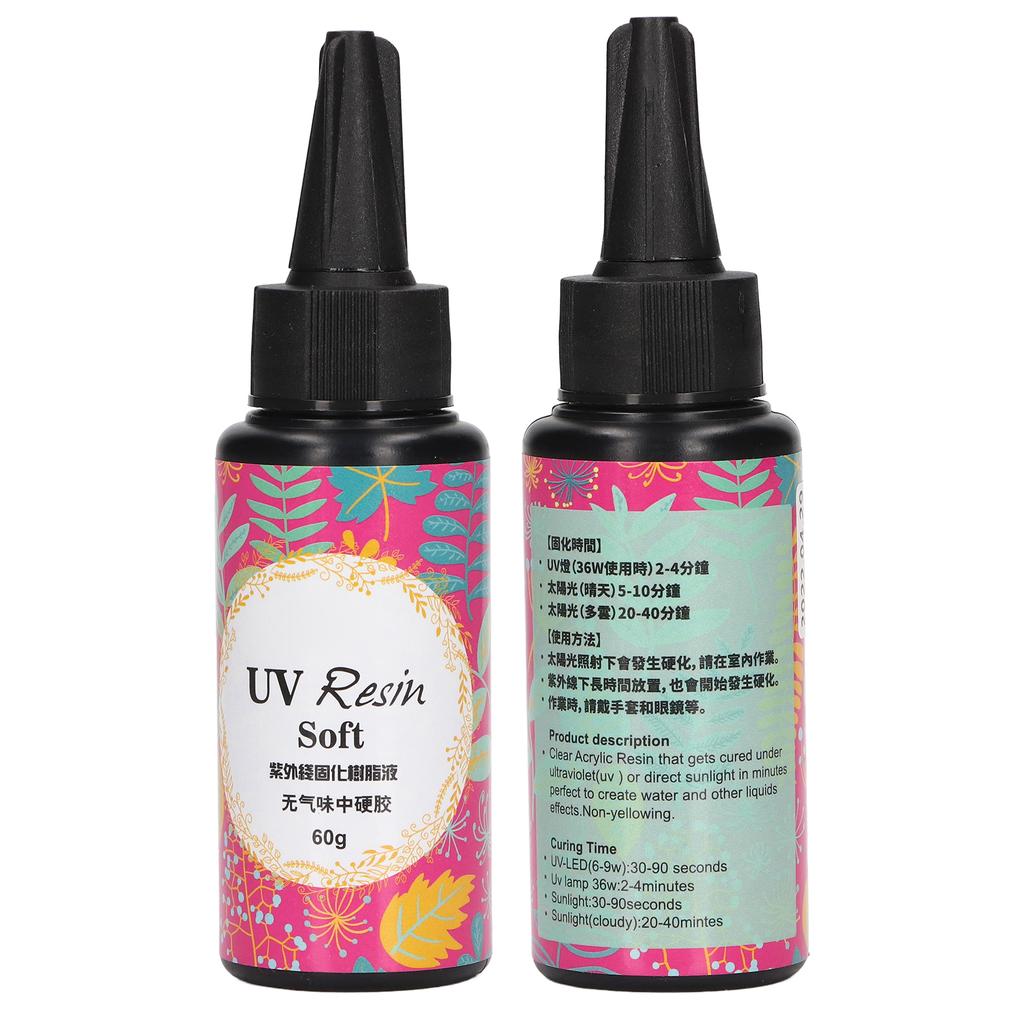 UV Resin Glue Odorlessness UV Resin Clear Hard Low Shrinkage DIY UV Glue for Mobile Phone Case Jewelry Making 60g