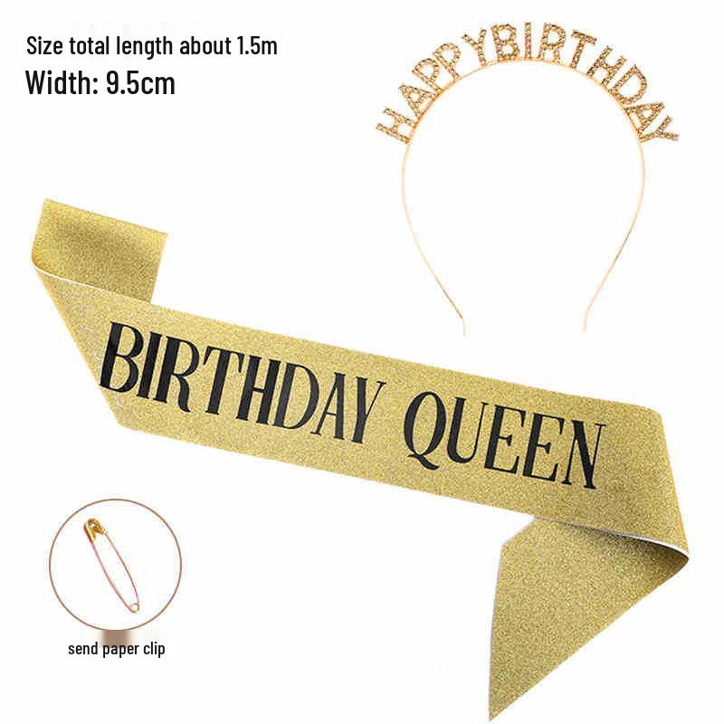 Hong Kong Style Birthday Queen Sash & Shoulder Strap for Photos