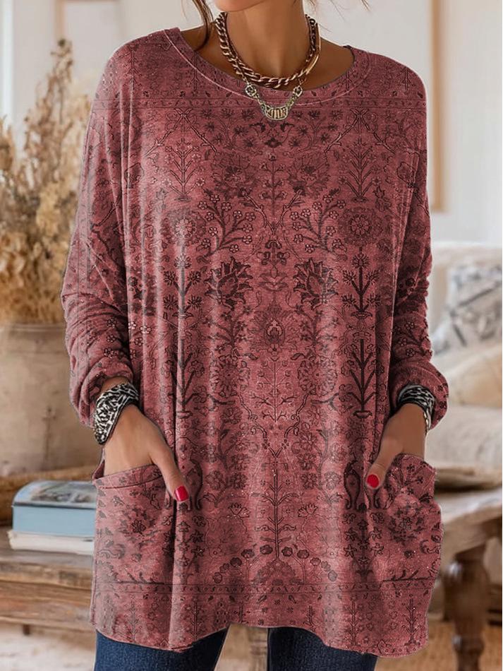 Plus Size Floral Long-sleeved Top - Trendy Women's Fashion (2026)