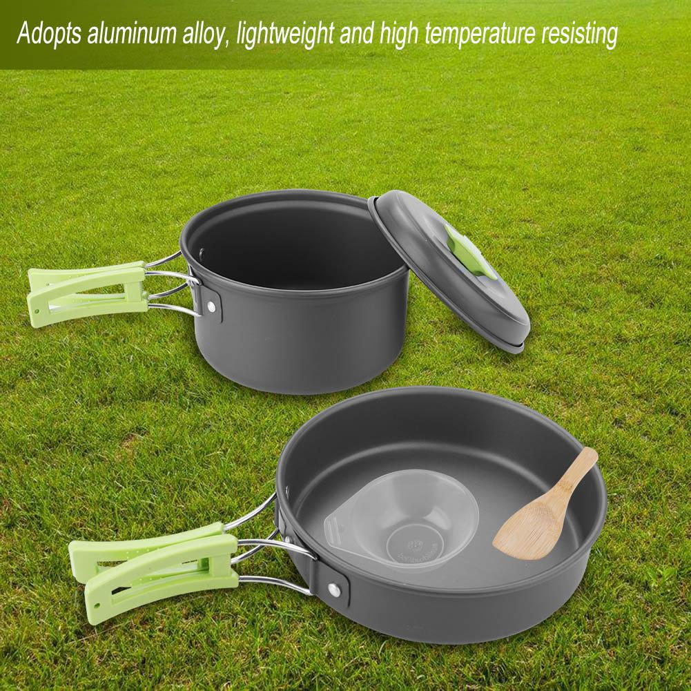 8PcsCelsiusset Portable Outdoor Travel Camping Picnic Cookware Cooking Pot Pan Bowel Set(Black)