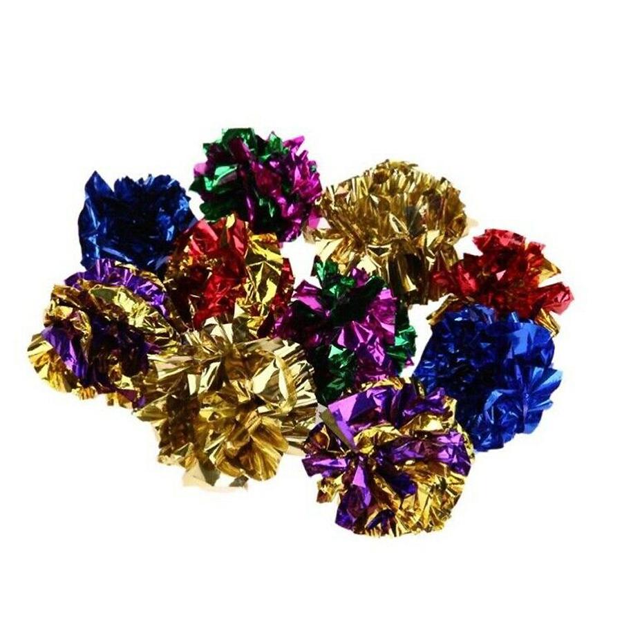 5/10Pcs Crinkle Ball Cat Toys with Crackling Sound & Laser Reflection, Durable Scratch-Resistant Paper Balls for Kittens