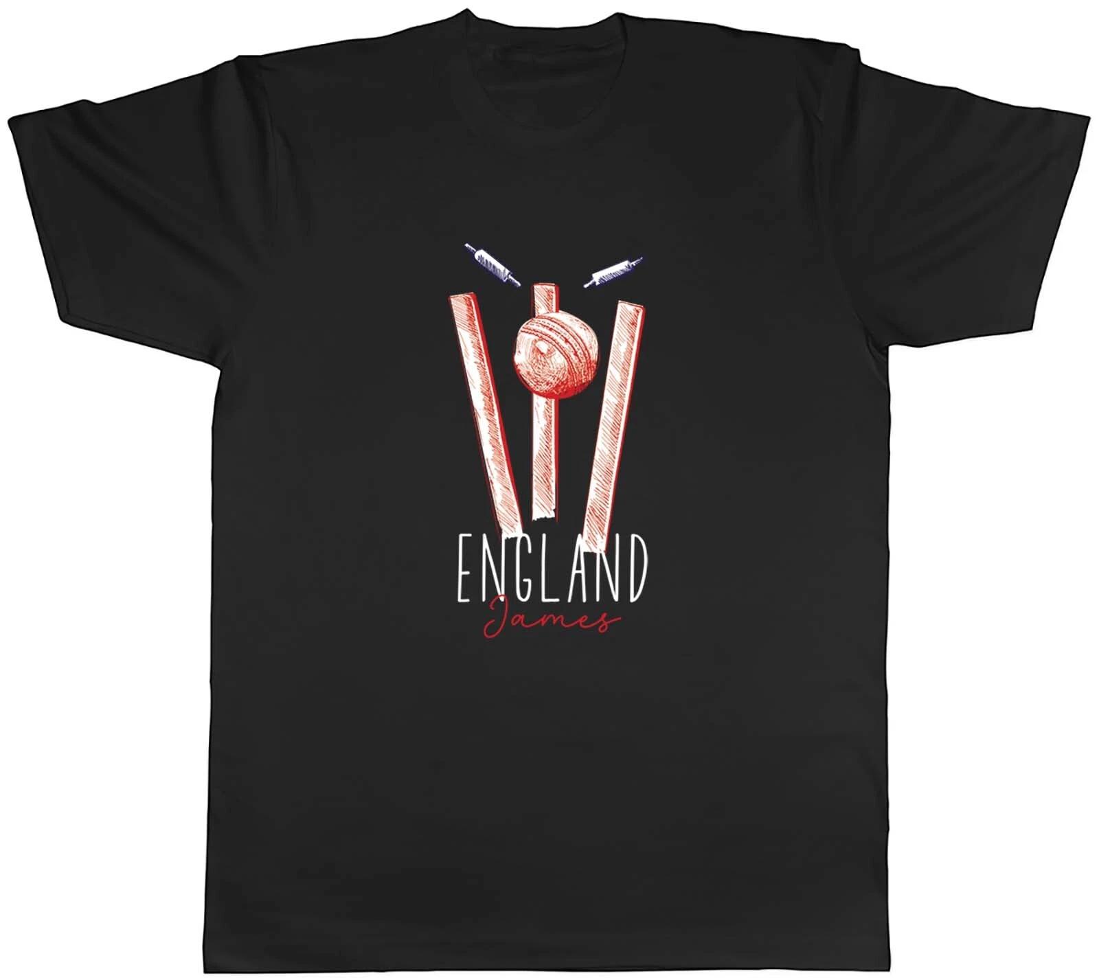 Personalised England Cricket Supporters Mens T-Shirt Retro Ball Wicket Stump Tee XXXXL