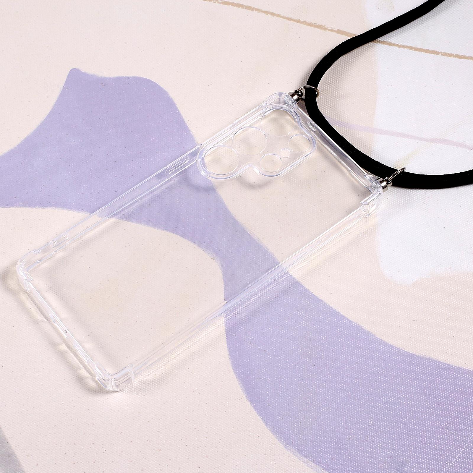 

For Samsung Galaxy S25 Ultra Case Reinforced Corner TPU Clear Phone Cover with Lanyard Style A