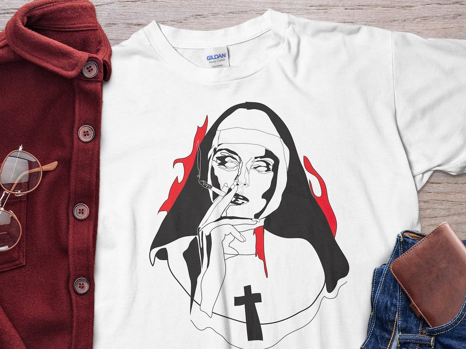 Unholy Nun Smoking Nun - Break the Habit Unholy Nun Shirt Unisex T-Shirt S