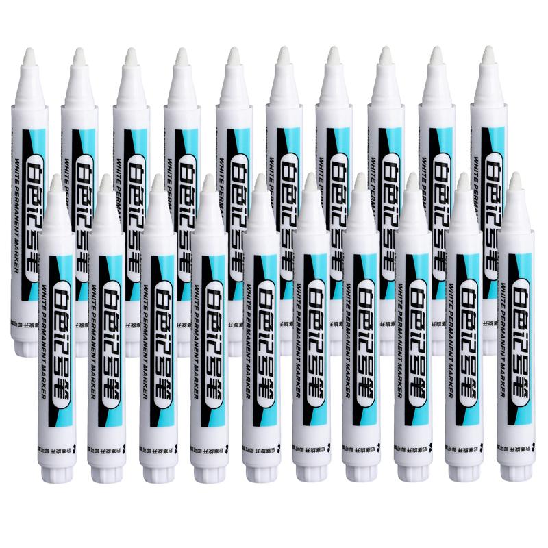 1-20Pcs White Permanent Marker Pens 0.7/1.0/2.5MM Markers Paint Pen For Plastic Leather Glass Stone Metal Art Painting Supplies