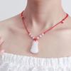 White Jade Guanyin Buddha Pendant Red Rope Necklace Safe Pendant Men's Necklace Women's Necklace