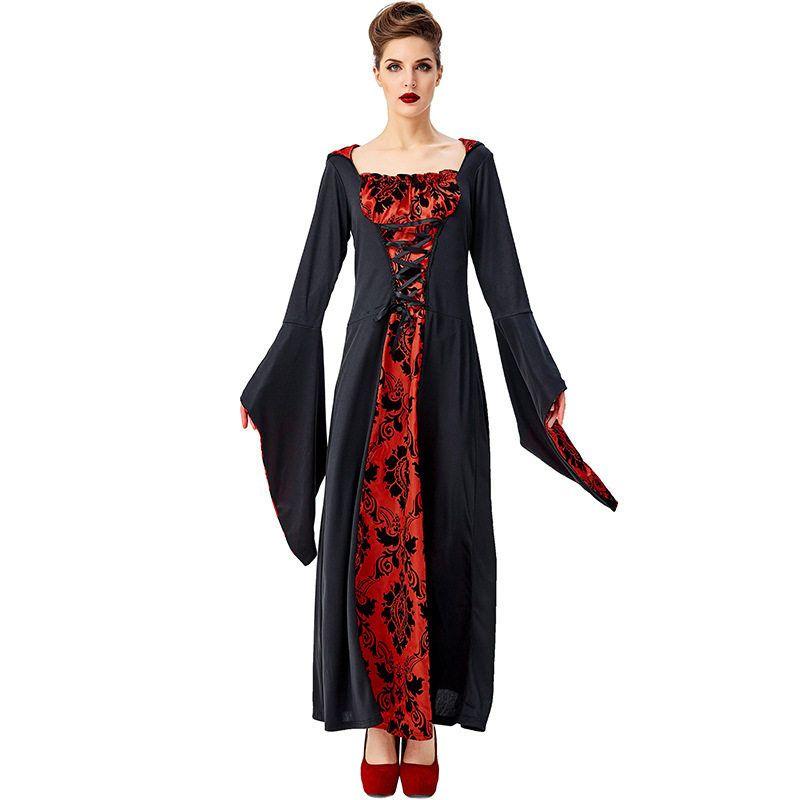 Halloween Costume Horror Carnival Black and Red Wizard Robe European Court Wizard Outfit Vampire Set