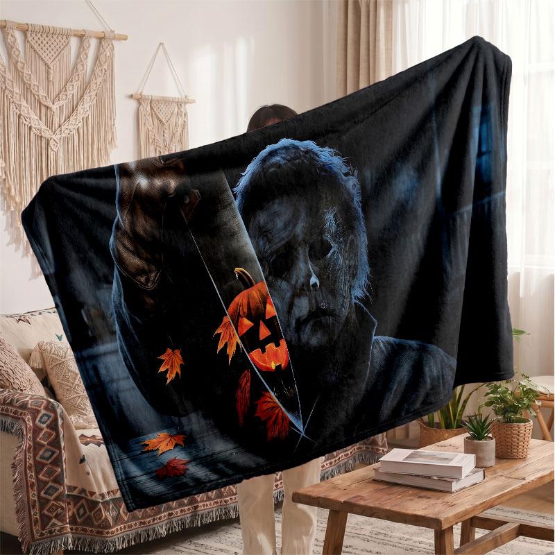 Warm Flannel BlanketHalloween Michael Myers Soft Cozy Throw Blanket for Bedroom Couch